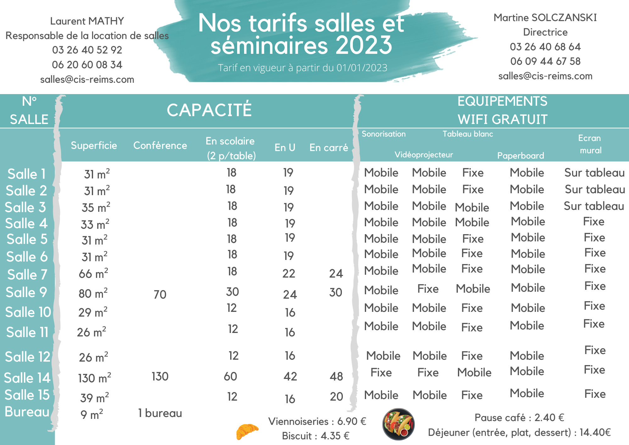 tarifs salles de réunion 2023 sans prix